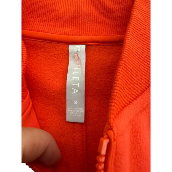 Athleta Women's Orange Zion Microfleece Full Zip Bomber Jacket Size Small - Picture 6 of 9